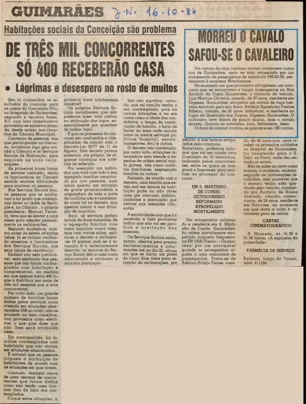 Jornal de Notícias -16/10/1984