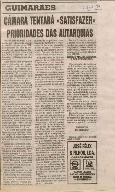 Jornal de Notícias -22/02/1984