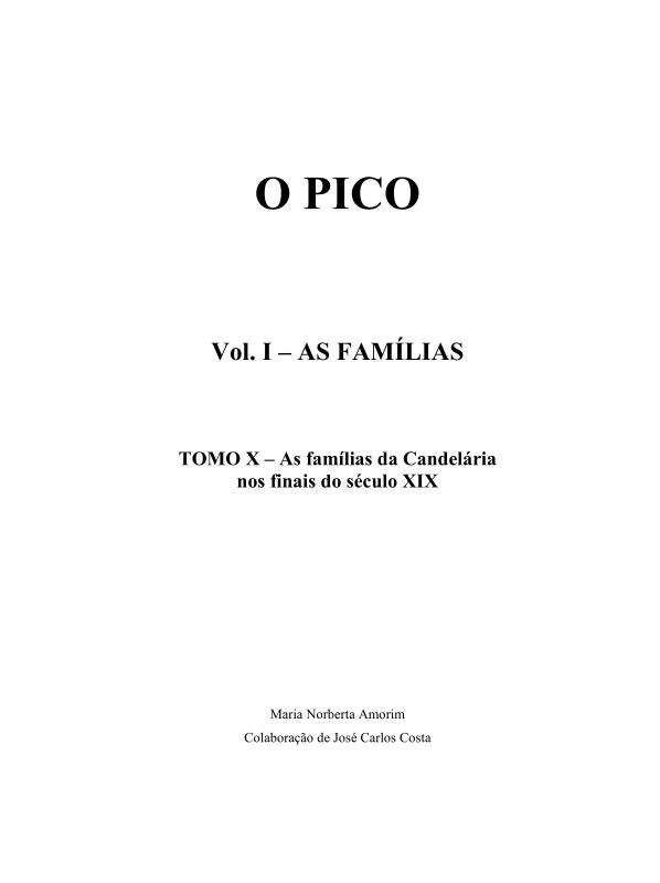 O Pico: As famílias da Candelária nos finais do século XIX
